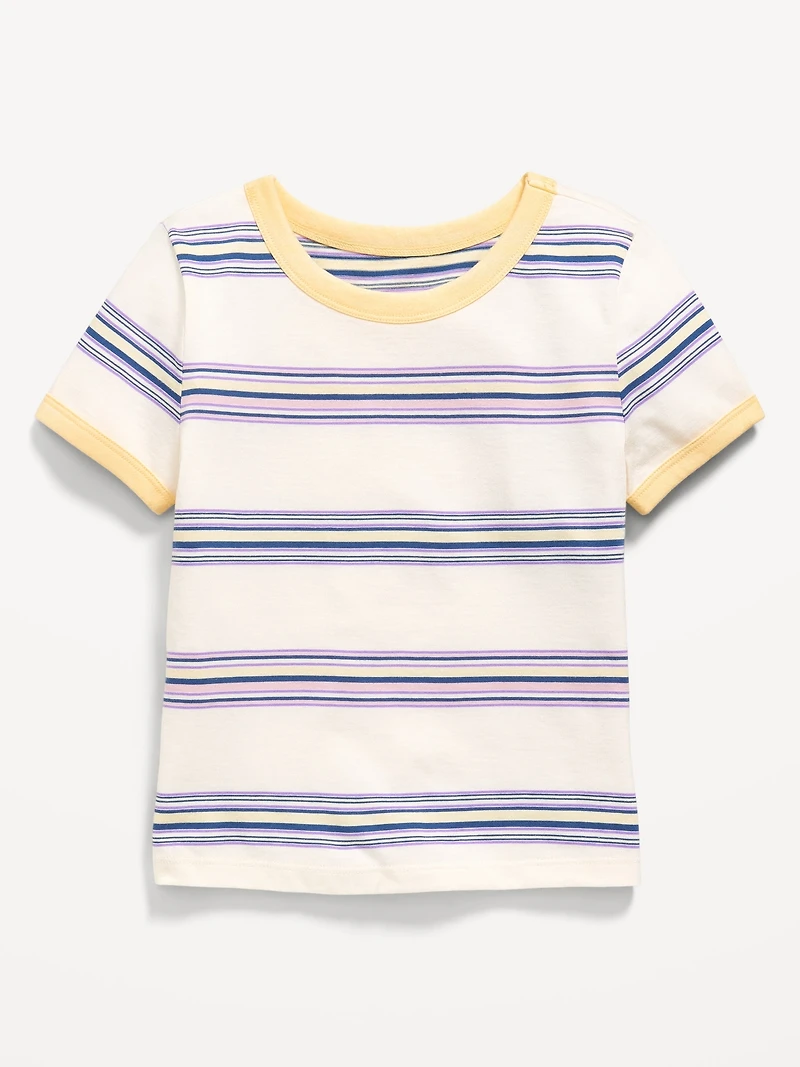 Fitted Short-Sleeve Printed Ringer T-Shirt for Girls