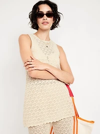 Sleeveless Crochet Tunic Sweater