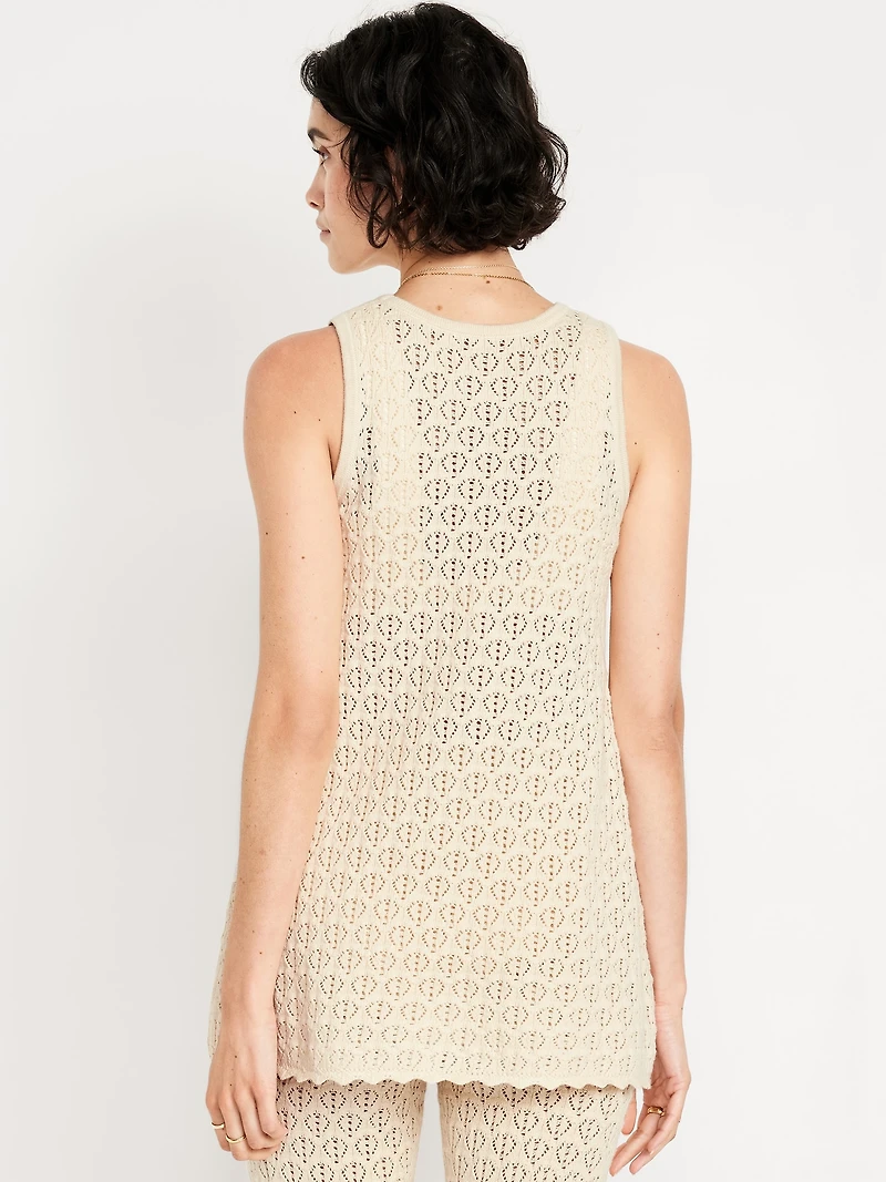 Sleeveless Crochet Tunic Sweater