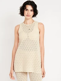 Sleeveless Crochet Tunic Sweater