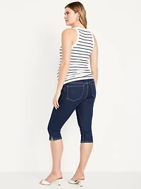 Jean capri étroit à panneau rabattable de maternité