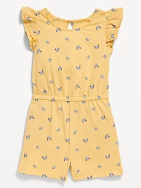 Printed Flutter-Sleeve Romper for Girls