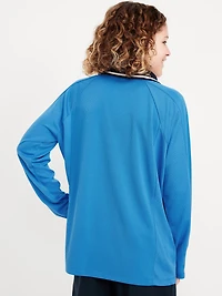Oversized Long-Sleeve Collared Performance Top for Boys