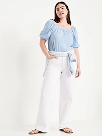 Square-Neck Puff-Sleeve Top