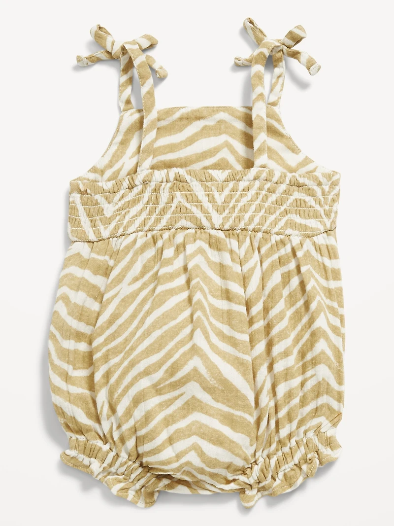 Printed Sleeveless Double-Weave One-Piece Romper for Baby