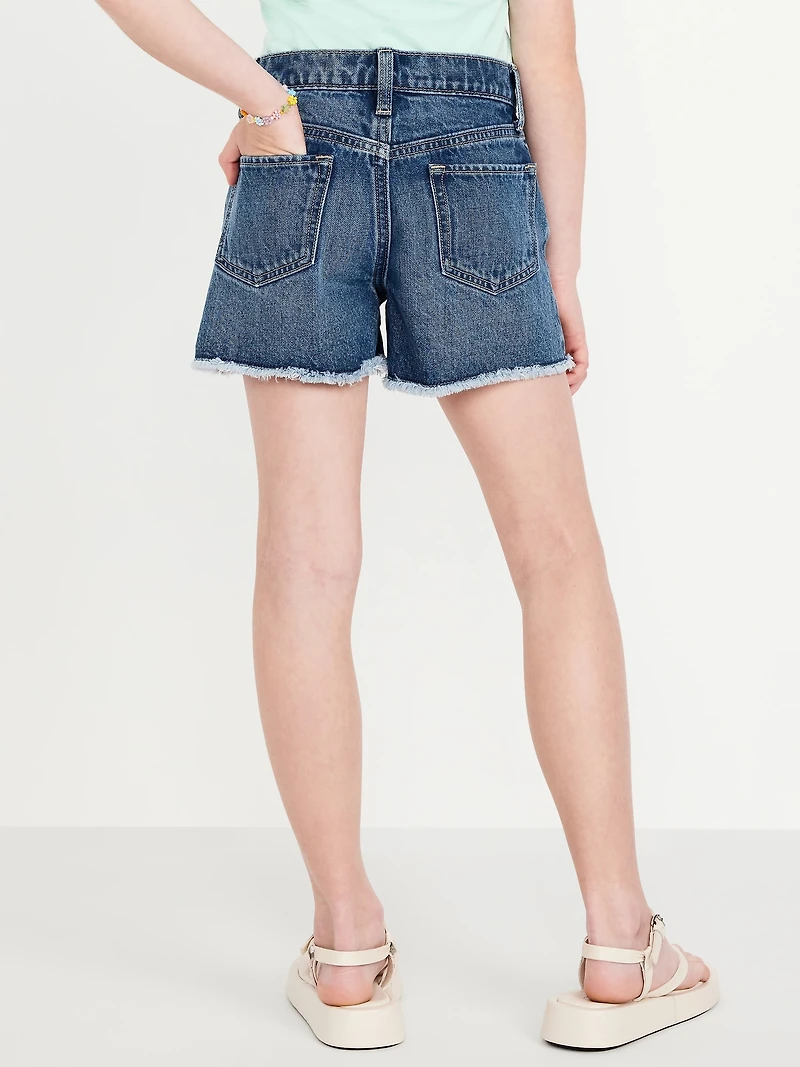 High-Waisted Frayed-Hem Jean Shorts for Girls