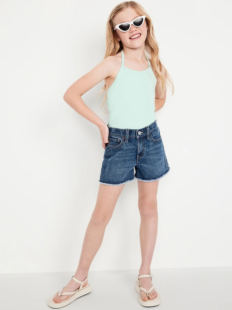 High-Waisted Frayed-Hem Jean Shorts for Girls