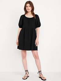 Pleated Mini Swing Dress