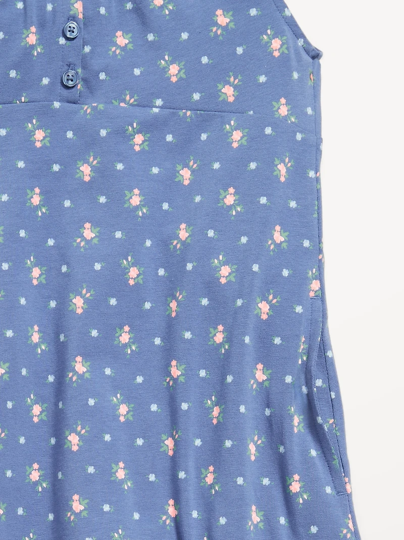 Printed Short-Sleeve Henley Dress for Girls