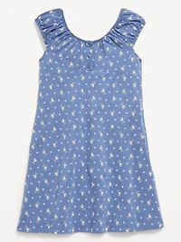 Printed Short-Sleeve Henley Dress for Girls