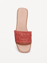 Floral Raffia Slide Sandals