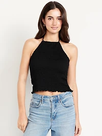 Sleeveless Smocked Crop Top