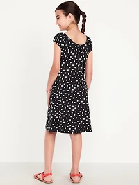 Printed Short-Sleeve Henley Dress for Girls