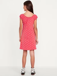 Printed Short-Sleeve Henley Dress for Girls