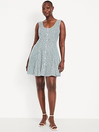 Fit & Flare Crepe Button-Front Mini Dress