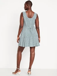 Fit & Flare Crepe Button-Front Mini Dress