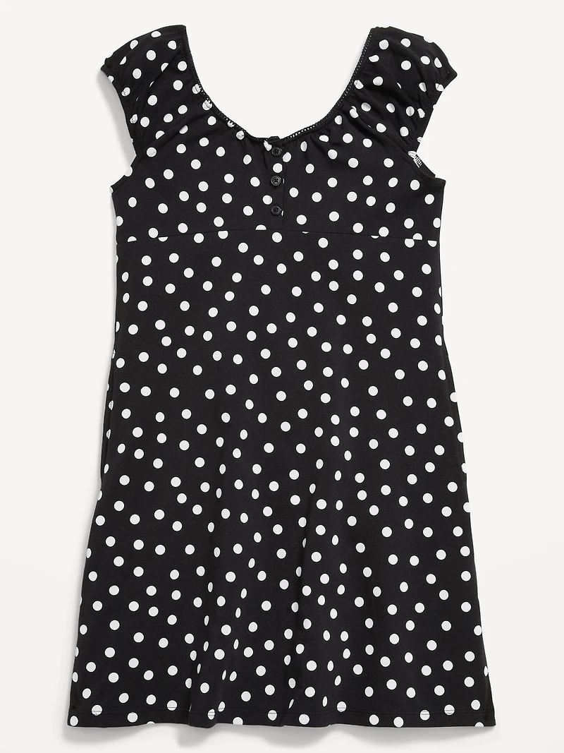 Printed Short-Sleeve Henley Dress for Girls