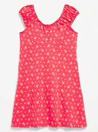 Printed Short-Sleeve Henley Dress for Girls