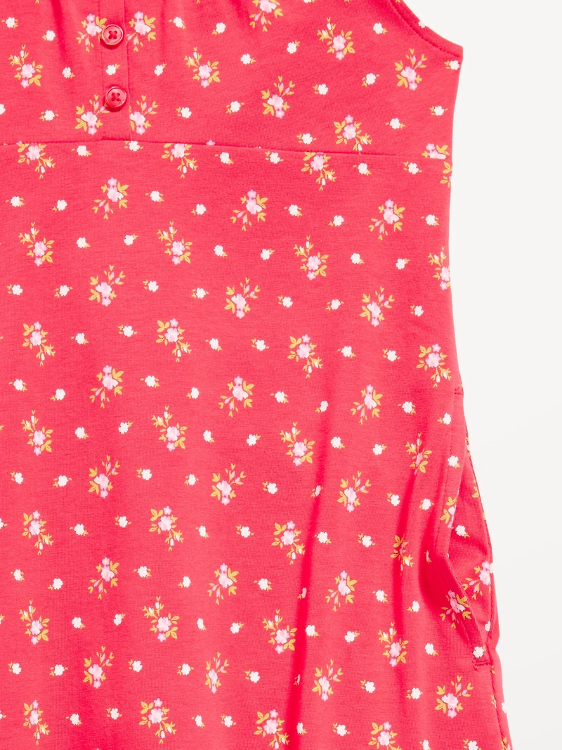 Printed Short-Sleeve Henley Dress for Girls
