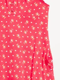 Printed Short-Sleeve Henley Dress for Girls