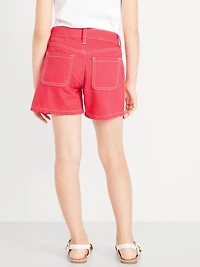 High-Waisted Mariner Midi Jean Shorts for Girls