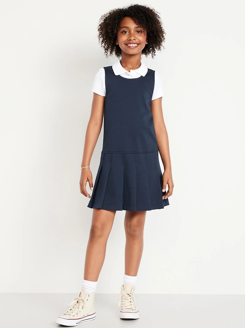 Sleeveless School Uniform Ponte-Knit Dress for Girls