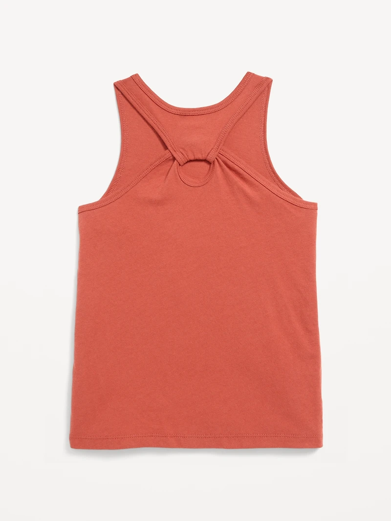 Fitted Back Cutout Graphic Tank Top for Girls