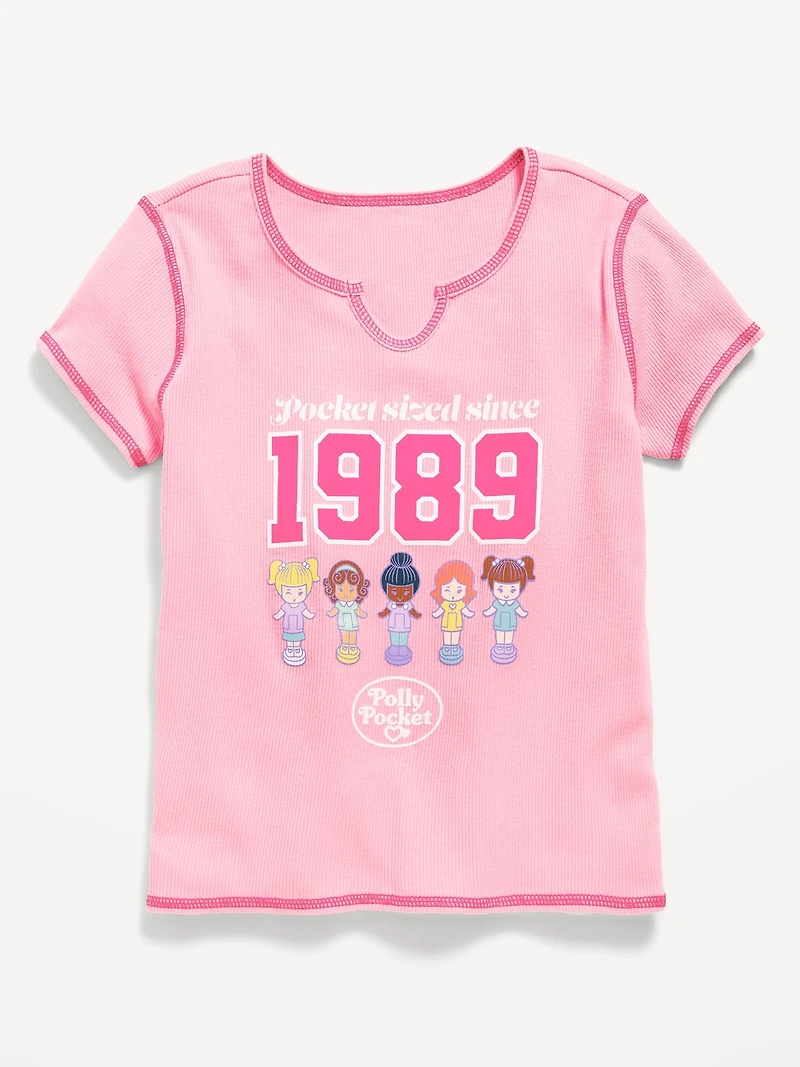 Polly Pocket™ Fitted Ribbed Graphic T-Shirt for Girls