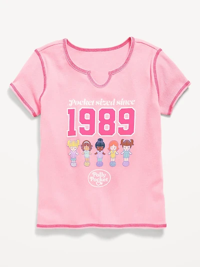 Polly Pocket™ Fitted Ribbed Graphic T-Shirt for Girls
