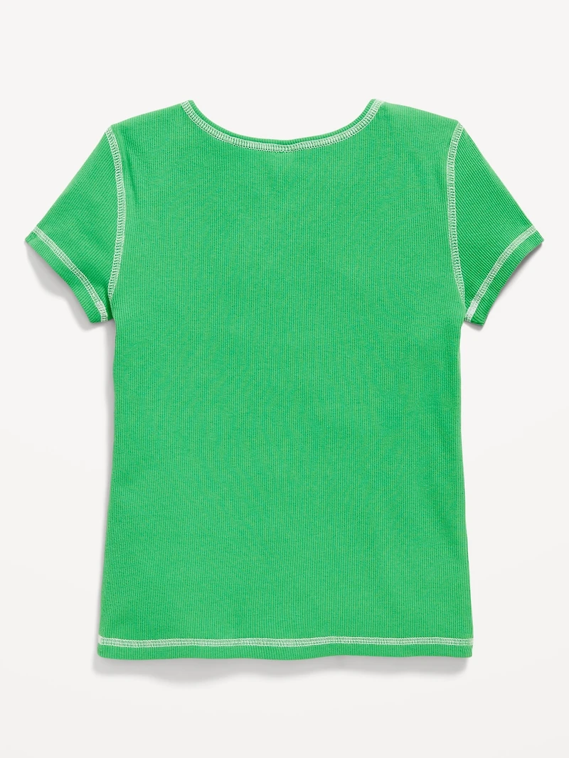 Hello Kitty® Fitted Ribbed Graphic T-Shirt for Girls
