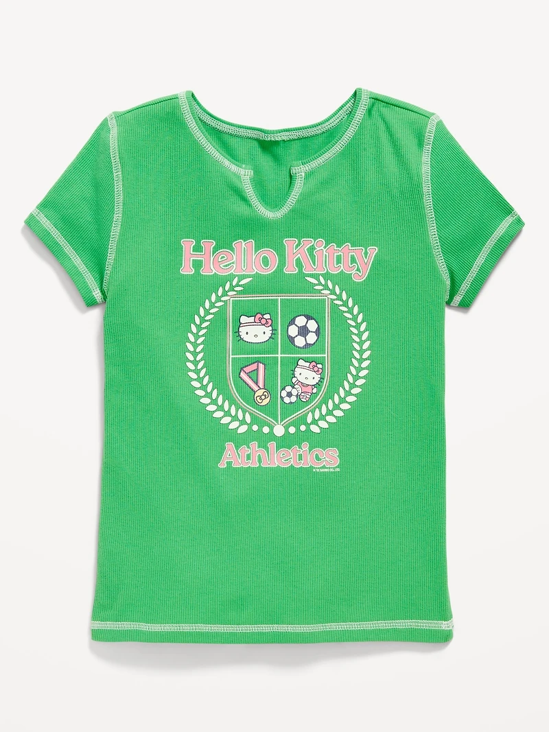 Hello Kitty® Fitted Ribbed Graphic T-Shirt for Girls