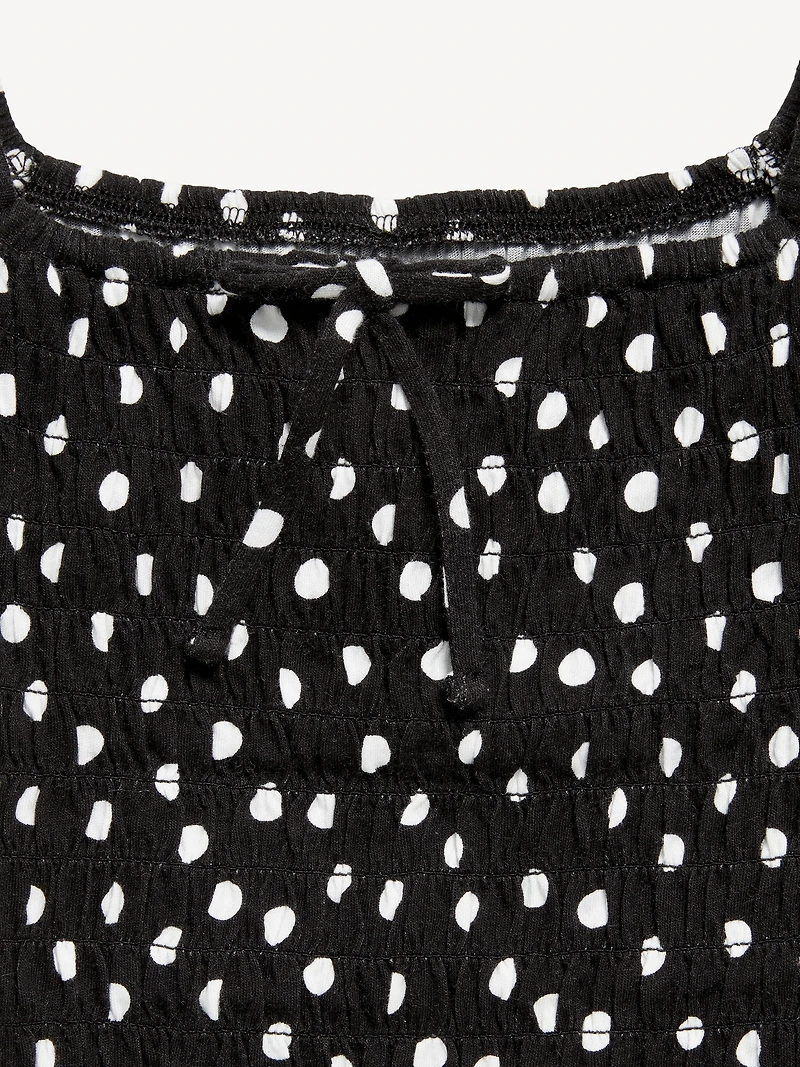 Short Puff-Sleeve Smocked Top for Girls