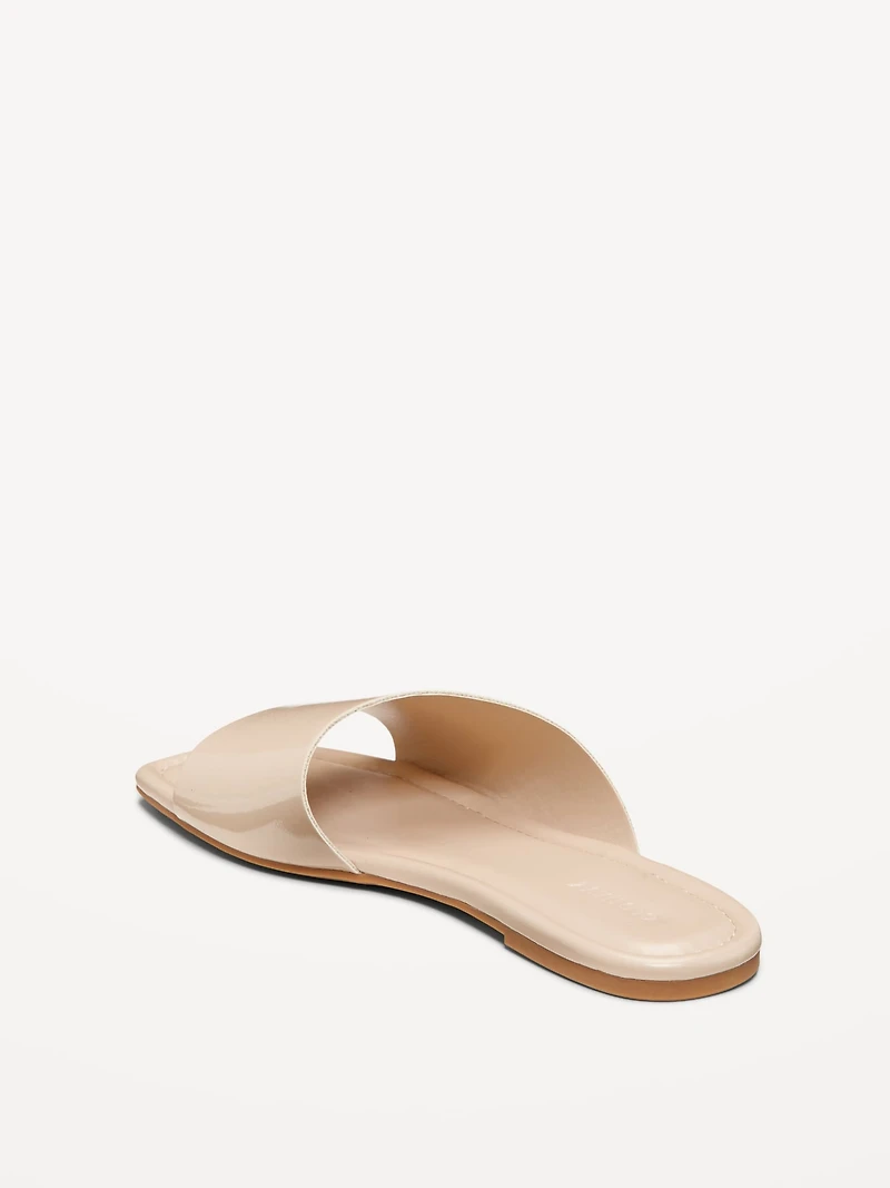 Faux-Leather Slide Sandals for Women