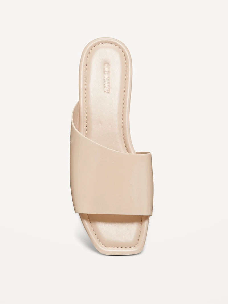 Faux-Leather Slide Sandals for Women