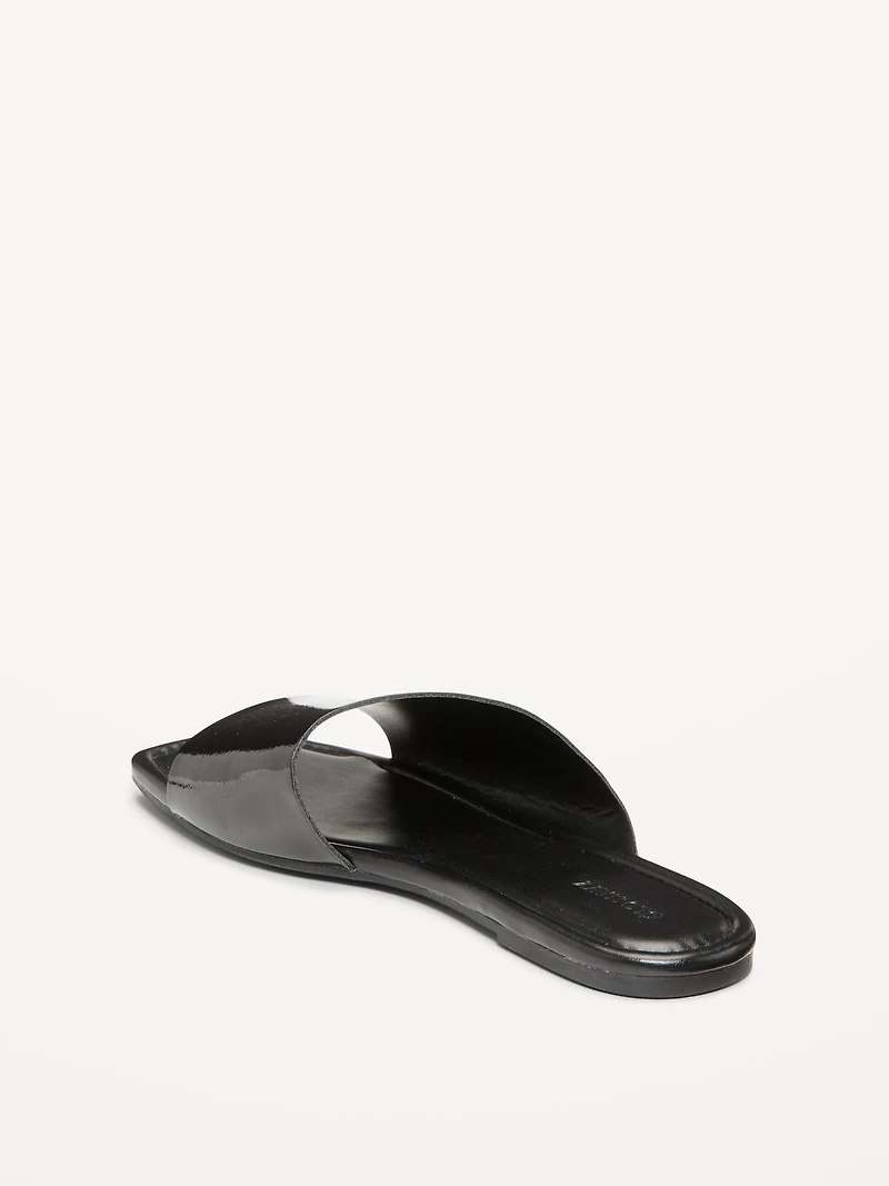 Faux-Leather Slide Sandals for Women