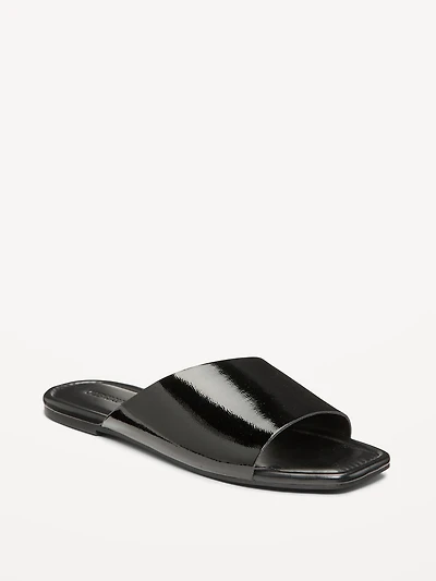 Faux-Leather Slide Sandals for Women