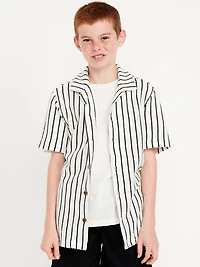 Printed Short-Sleeve Sweater-Knit Shirt for Boys