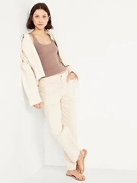 Fitted Double-Layer Scoop-Neck Tank Top