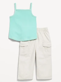 Ribbed Cami Tank and Cargo Pants Set for Baby