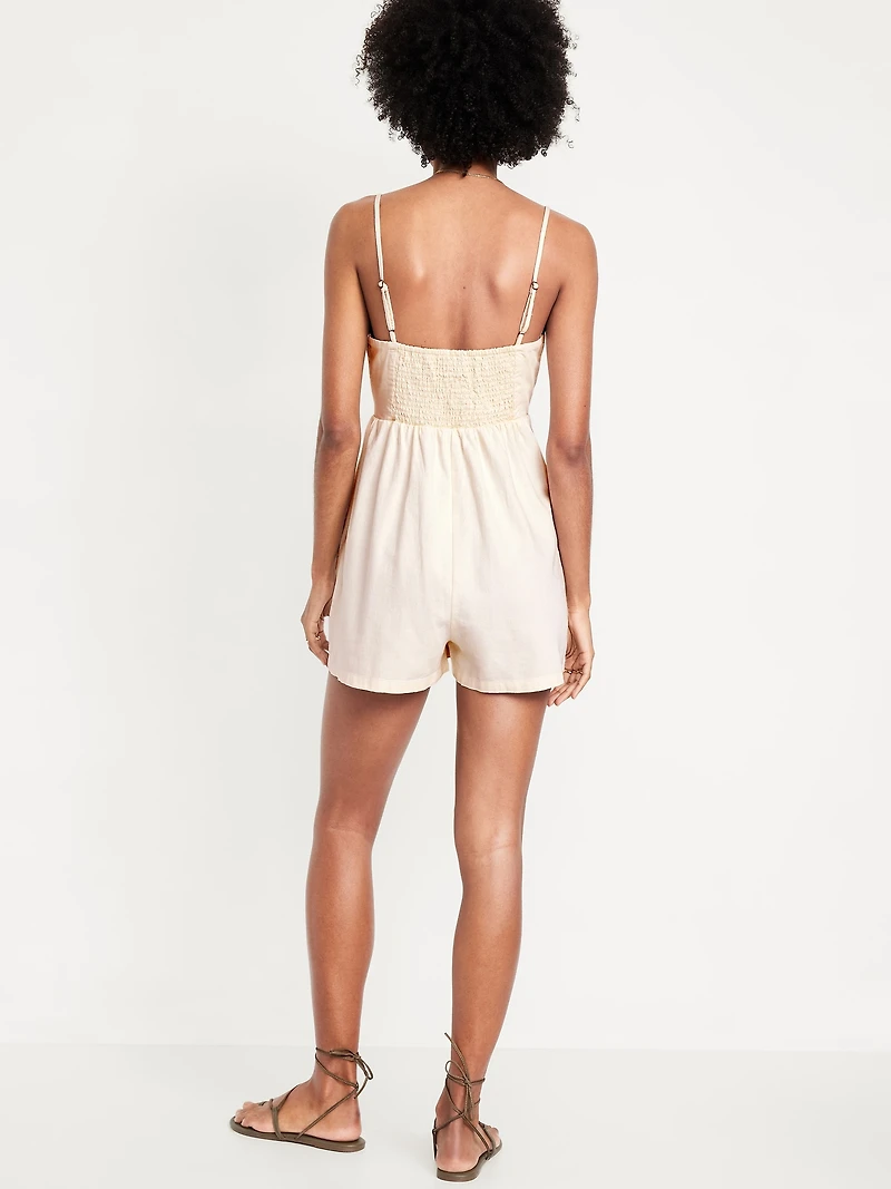 Fit & Flare Twist-Front Cami Romper