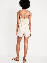 Fit & Flare Twist-Front Cami Romper