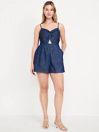 Fit & Flare Twist-Front Cami Romper