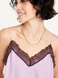Lace-Trim Satin Cami Top
