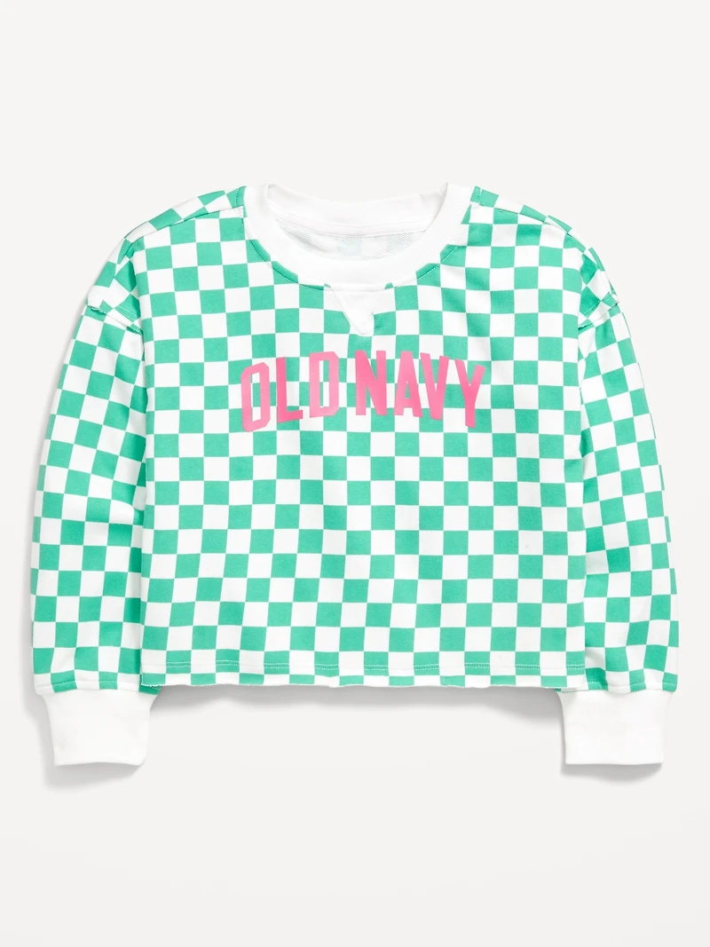 Long-Sleeve Cropped French Terry Sweatshirt for Girls