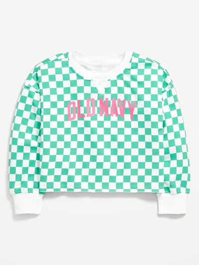 Long-Sleeve Cropped French Terry Sweatshirt for Girls