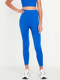 Fitted High-Waisted 7/8-Length Seamless Performance Leggings for Girls