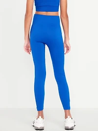 Fitted High-Waisted 7/8-Length Seamless Performance Leggings for Girls