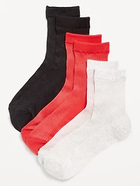 Sheer Stripe Quarter Crew Socks 3-Pack for Women