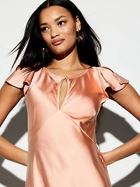 The Occasion by Old Navy Flutter-Sleeve Keyhole Satin Maxi Dress