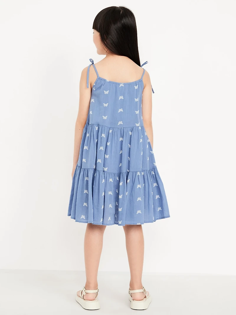 Printed Sleeveless Tiered Dress for Girls